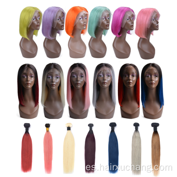 Venta caliente Ombre Color Cabello Peluco delantero Peluca Virgin Human Hair Extensions Wigs para Navidad